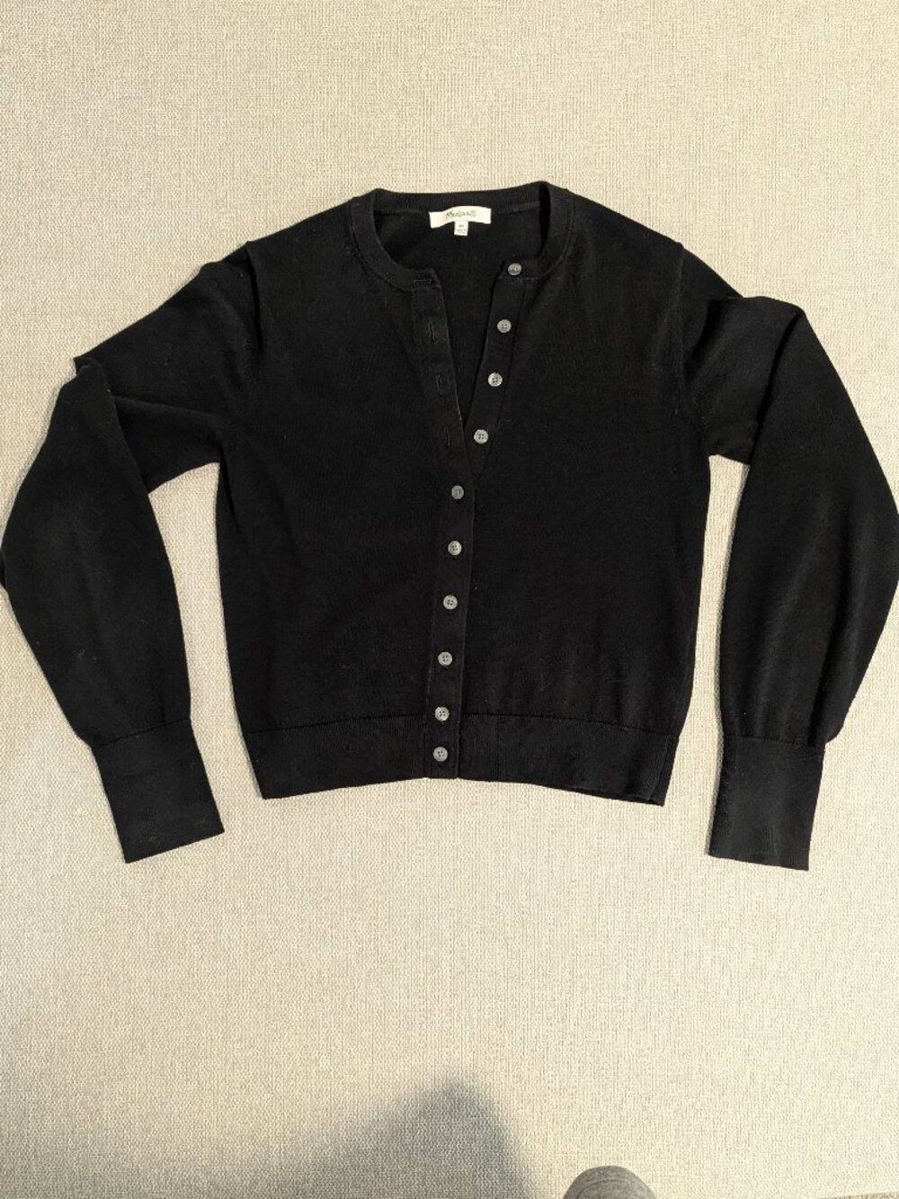 Cute short black cardigan by Madewell - super versatile!